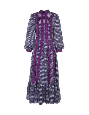 Gigi Purple Pebble Print Silk Maxi Dress