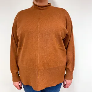 Gingerbread Brown Cashmere Turtle Neck Jumper Extra Large