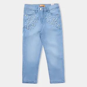 Girls Denim Stretch Pant Pearl-LIGHT BLUE