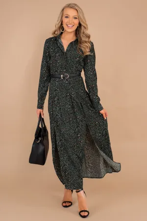 Give A Second Look Green Leopard Maxi Dress