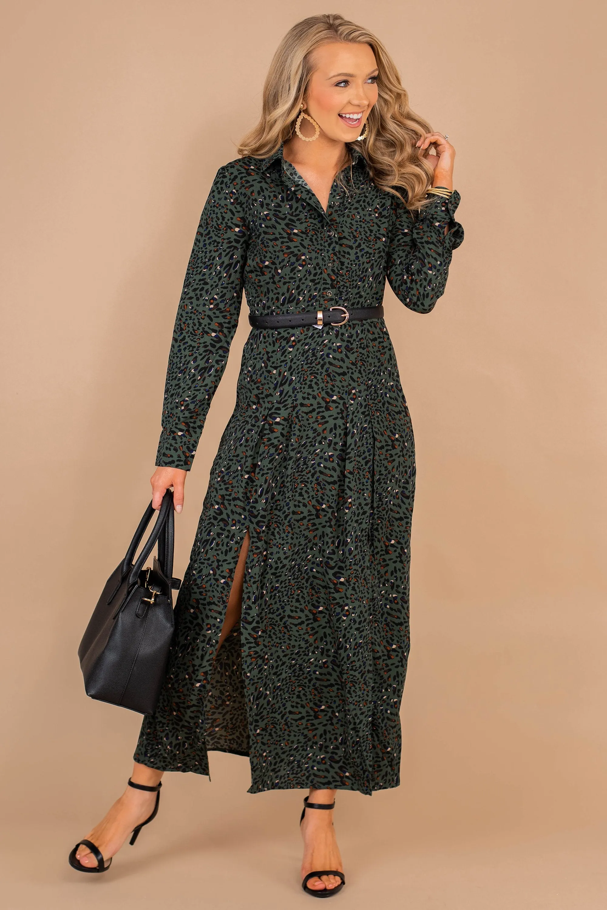 Give A Second Look Green Leopard Maxi Dress