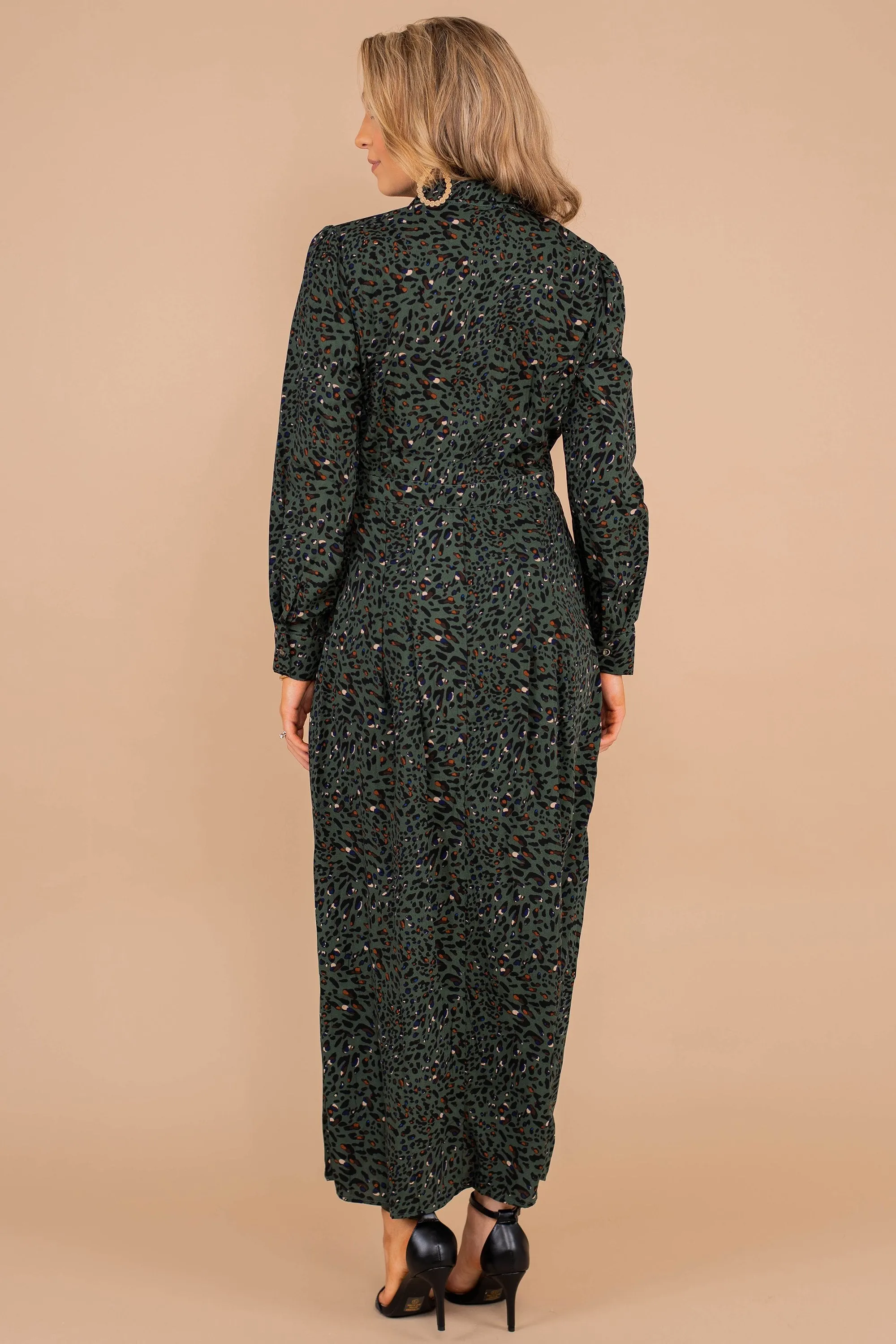 Give A Second Look Green Leopard Maxi Dress