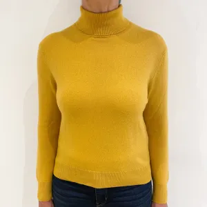 Golden Yellow Cashmere Polo Neck Jumper Medium