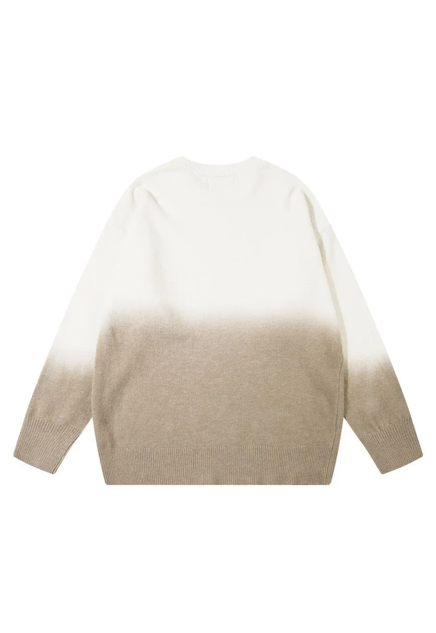 Gradient sweater knitted tie-dye jumper abstract top cream