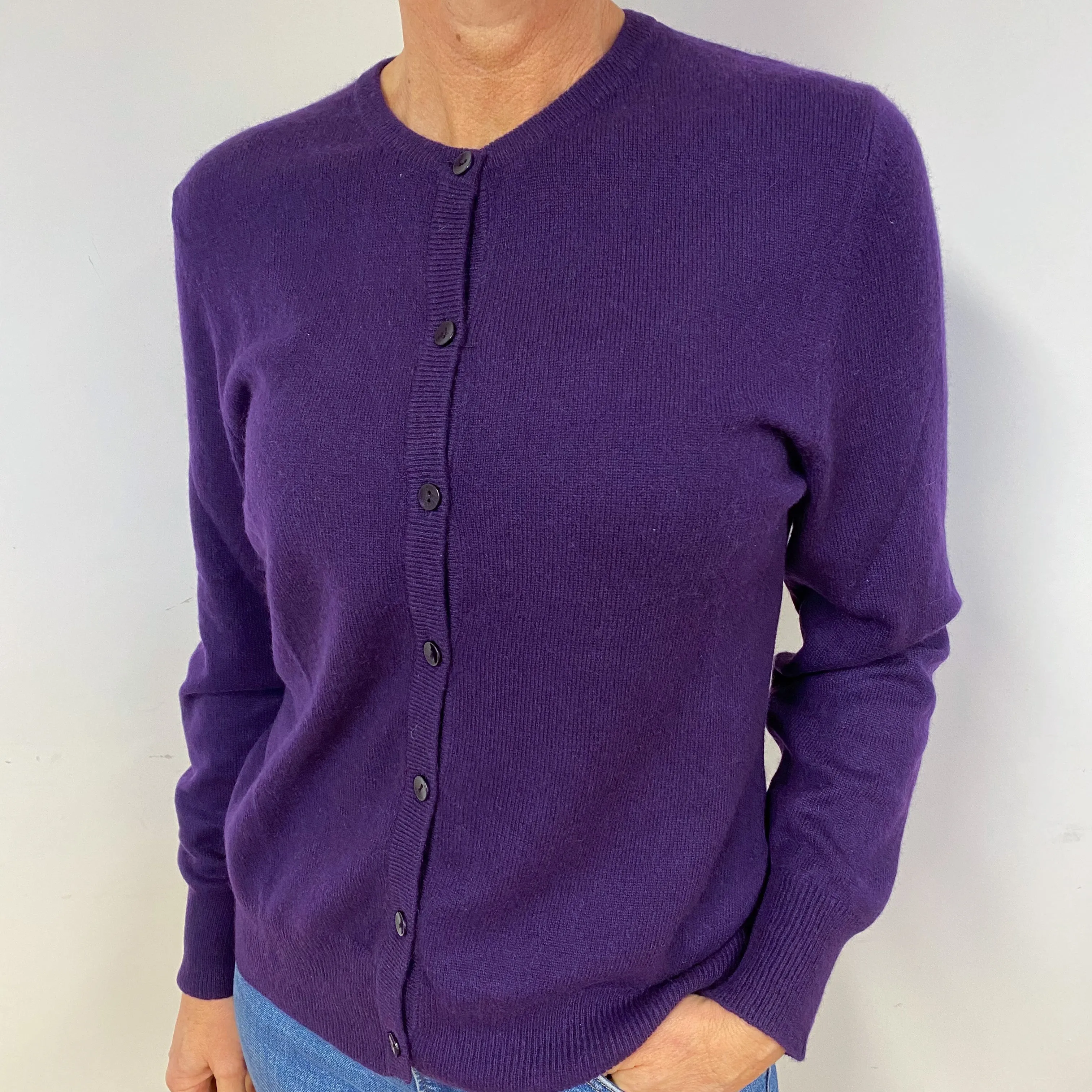 Grape Purple Cashmere Cardigan Medium