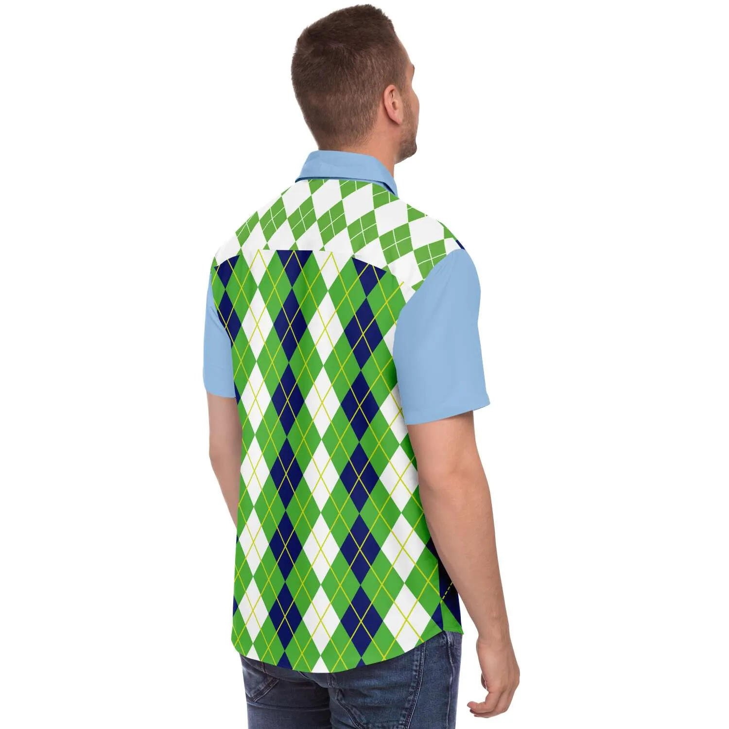 Green Par 4 Short Sleeve Button Down Shirt