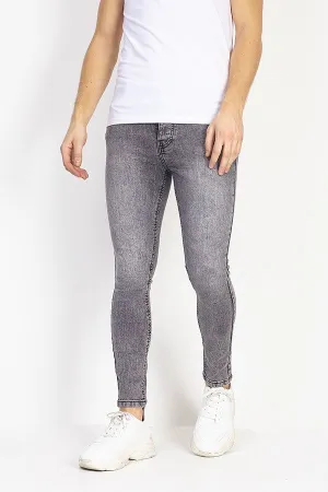 GREY ACID WASH DENIM SUPER SKINNY JEANS