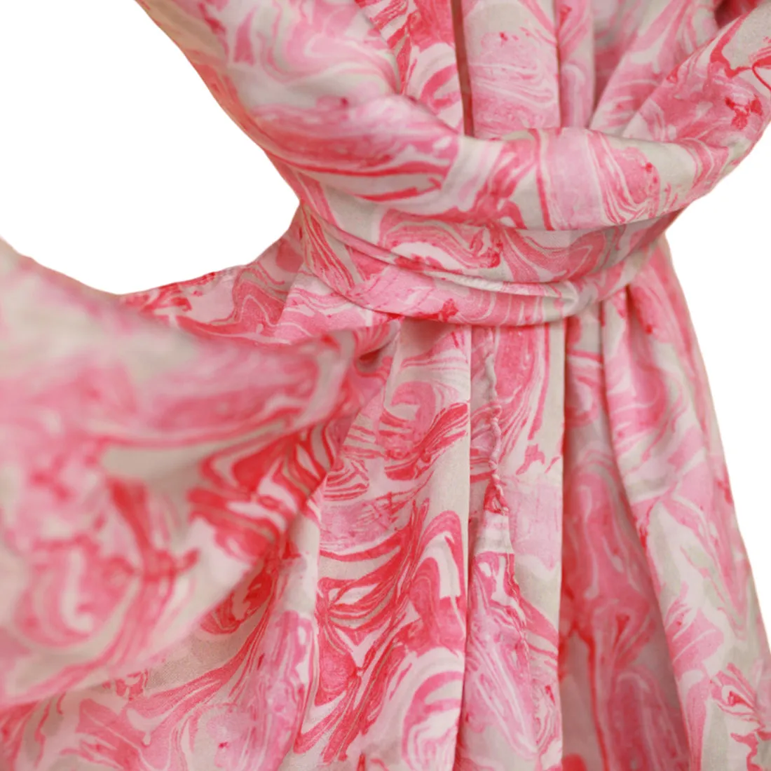 Grey & Pink Marble Print Multipurpose Satin Scarf in Grey and Pink for Daily and Party purpose for Women