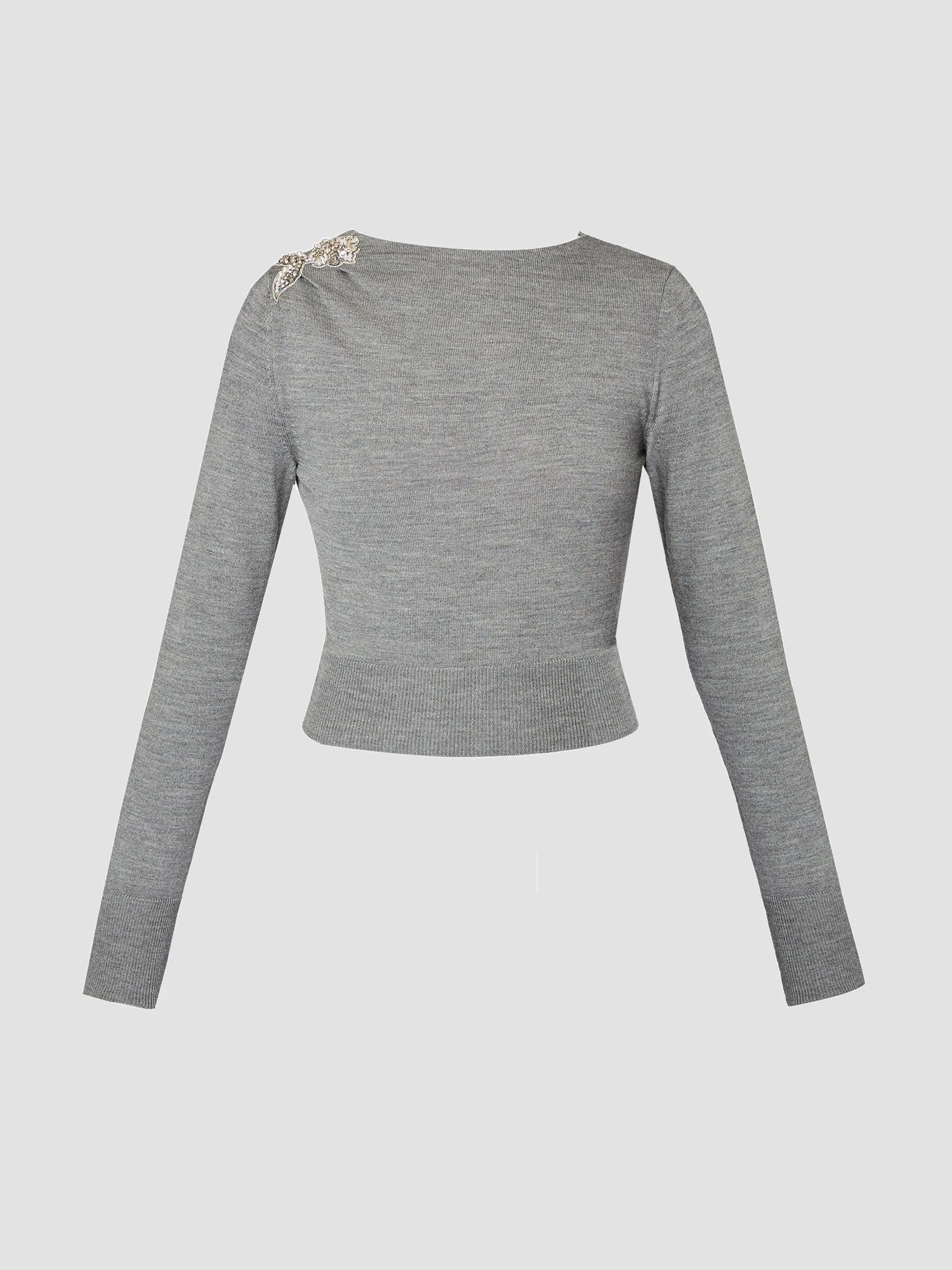 Grey drape detail knit jumper