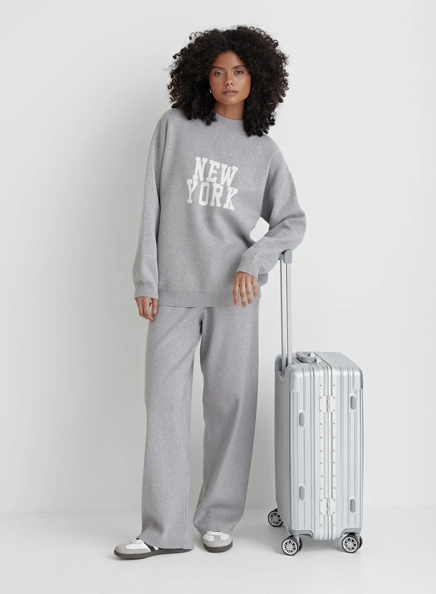 Grey Knitted New York Jumper- Avery