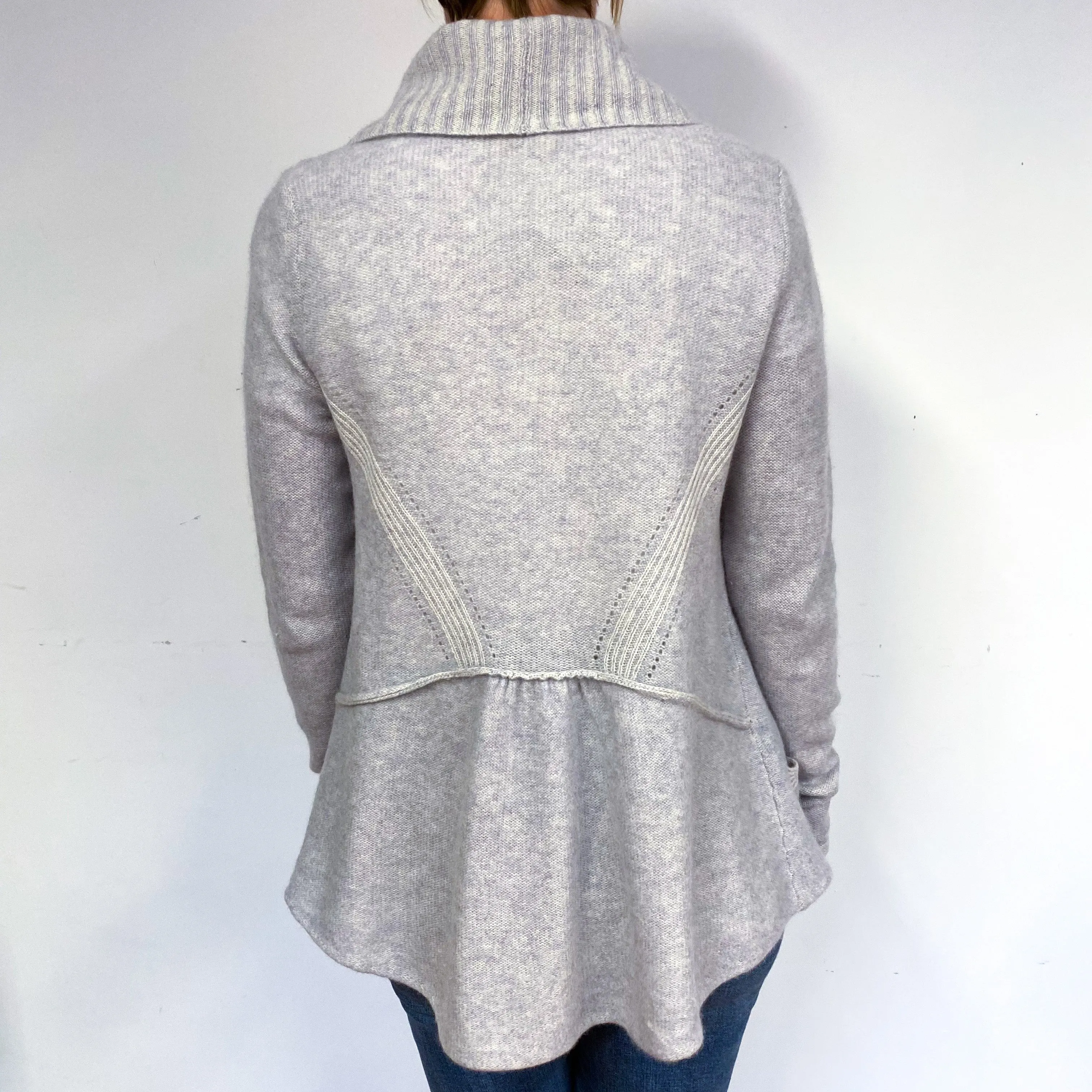 Grey Purple Two-Tone Cashmere Edge to Edge Cardigan Medium