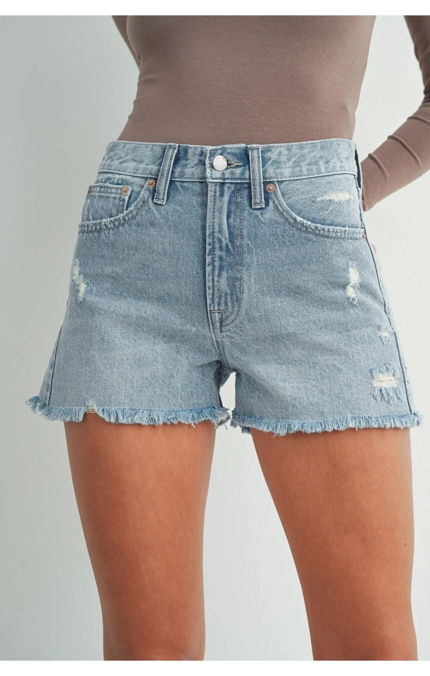 HIGH RISE A LINE BEACH SHORT DENIM