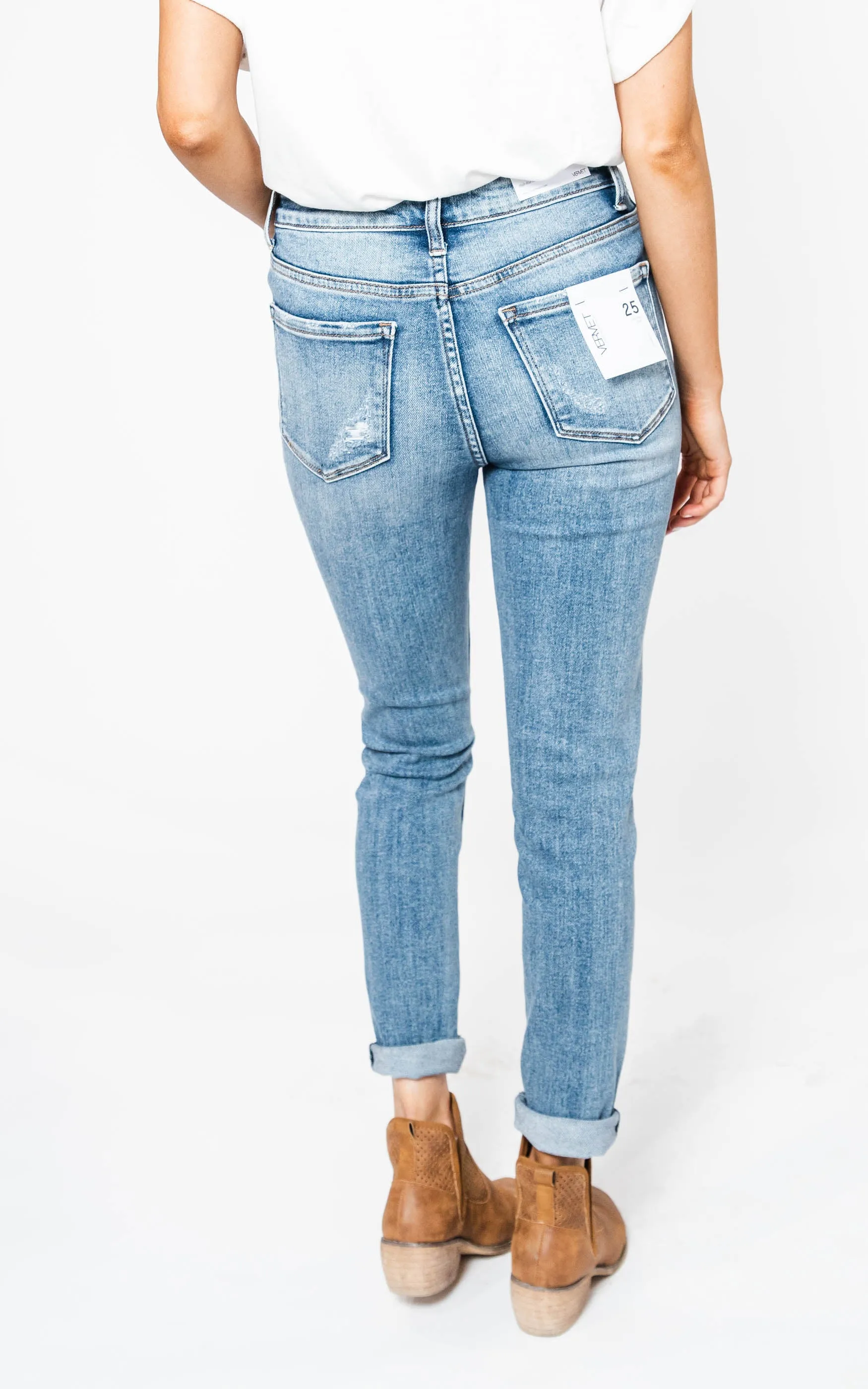 High Rise Button Up Crop Skinny Jean}