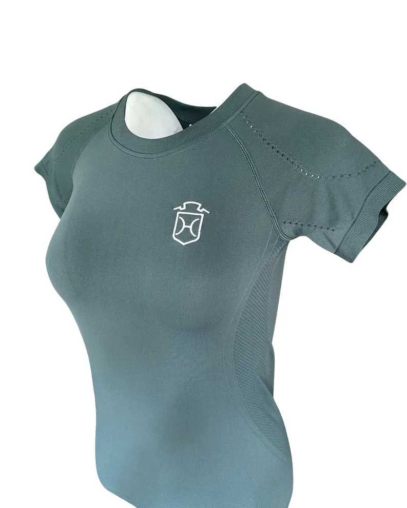 Holsteiner Breed Logo Signature Layering Seamless Tee in Soft Jade