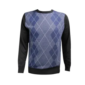 Hutson Harbour Patterned Crew Neck Jumper- Navy