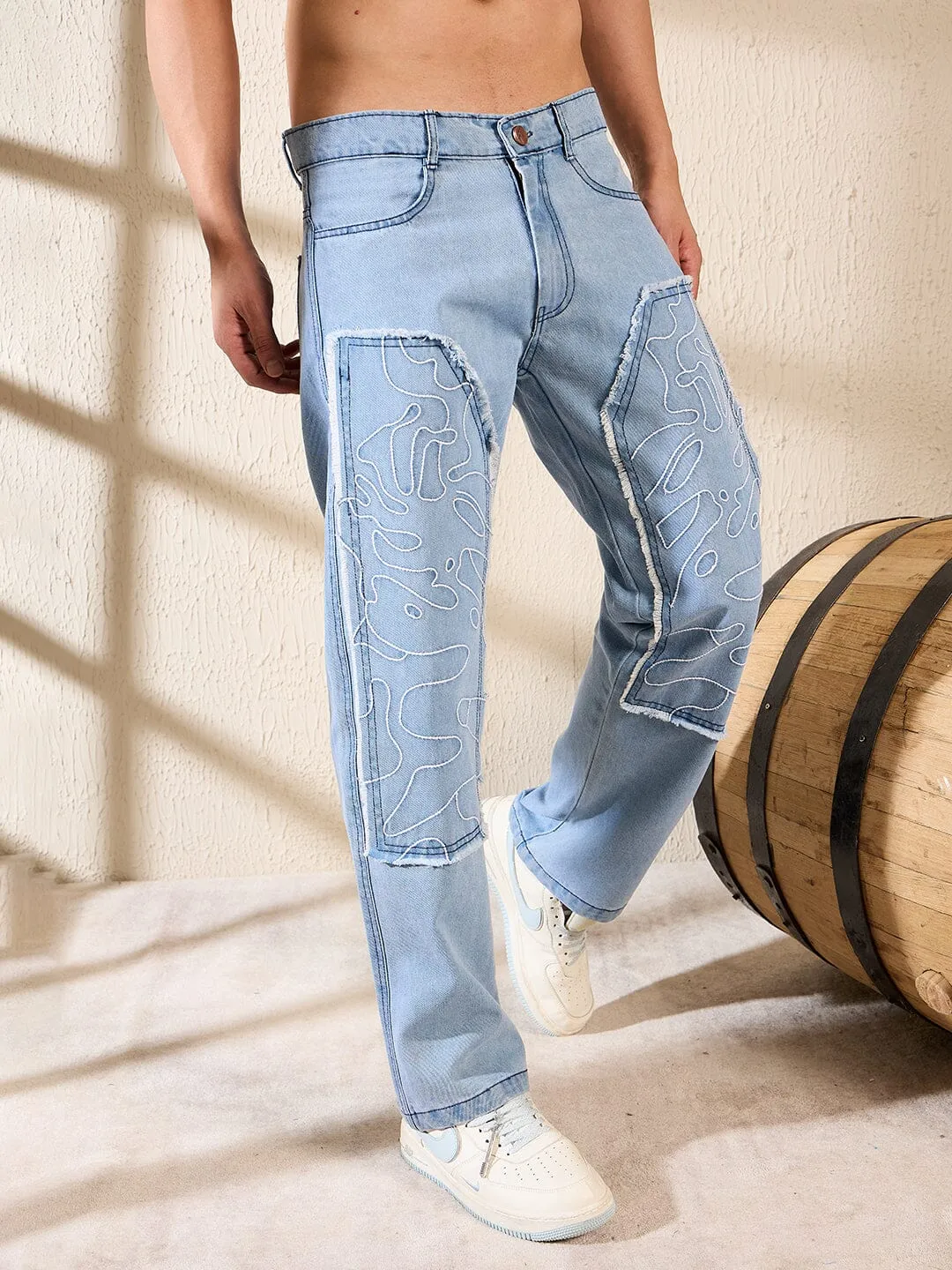 Ice Embroidered Panel Carpenter Denim