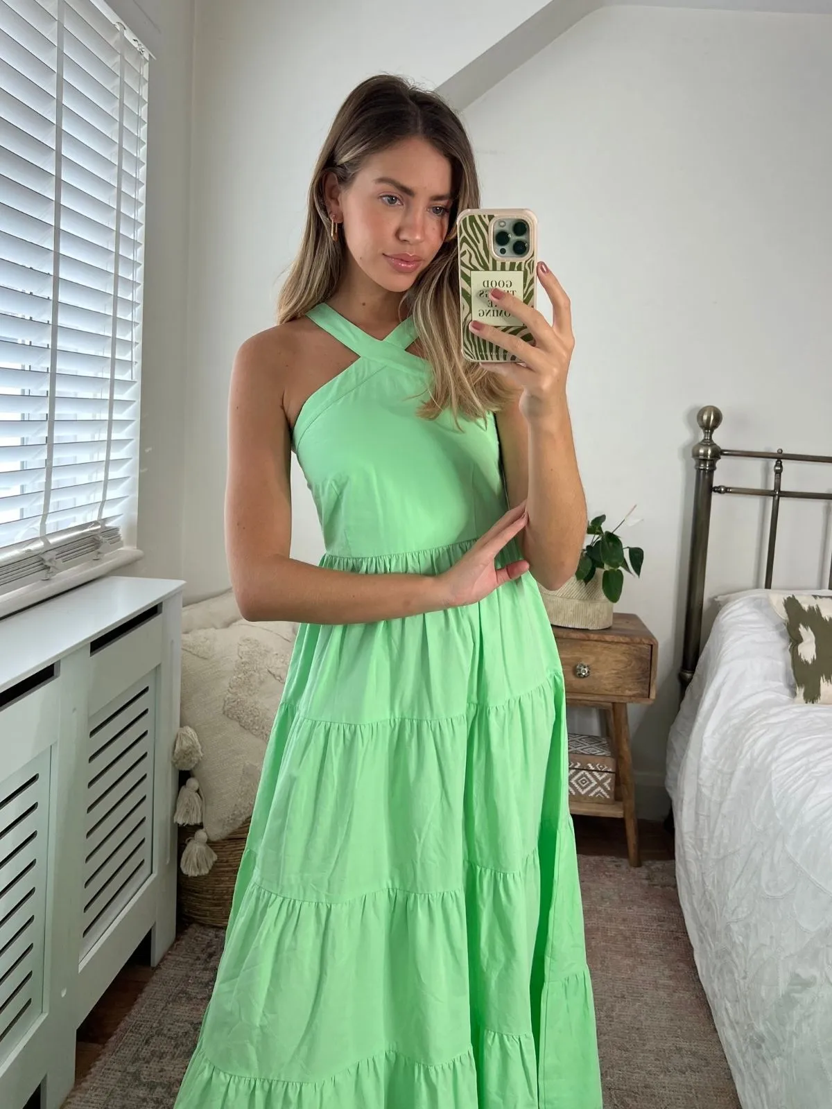 Immy Halter Tiered Dress / Lime