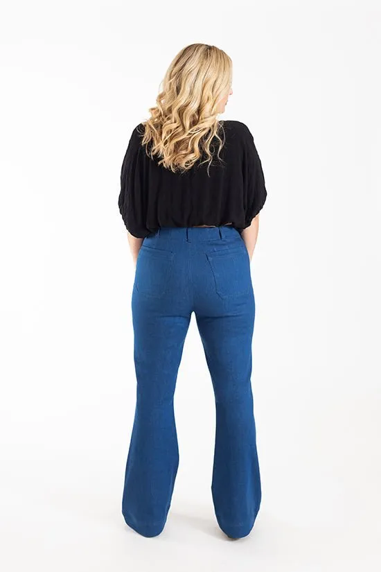 Isle High-Waisted Stretch Denim Pattern - Chalk   Notch