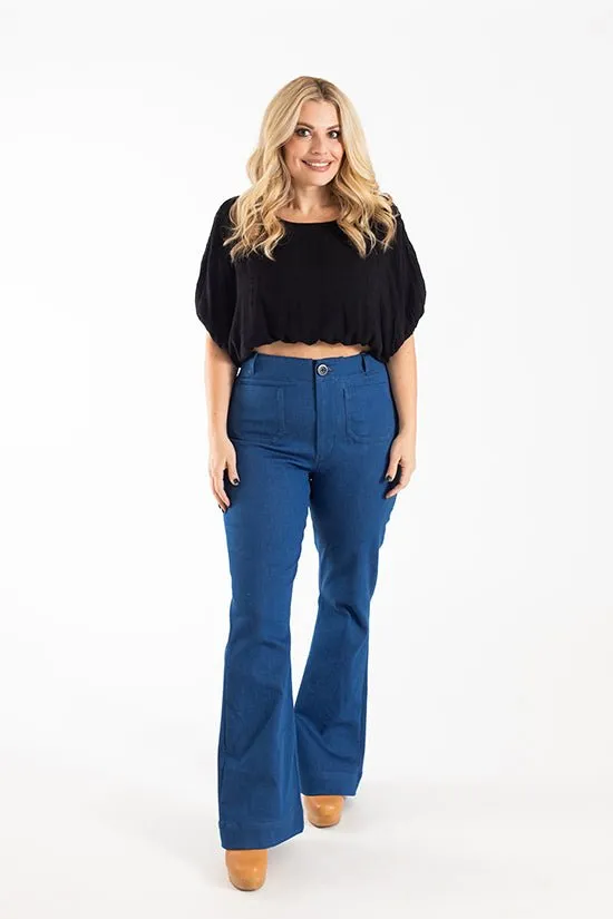 Isle High-Waisted Stretch Denim Pattern - Chalk   Notch