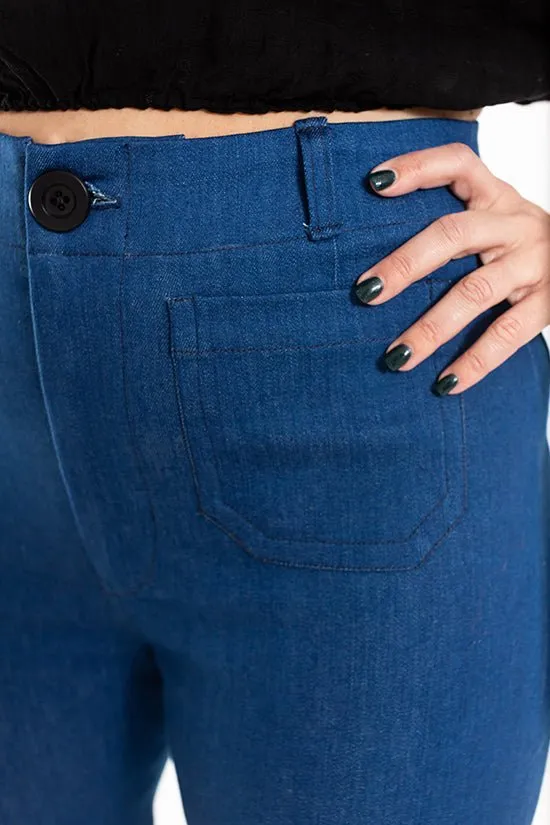 Isle High-Waisted Stretch Denim Pattern - Chalk   Notch