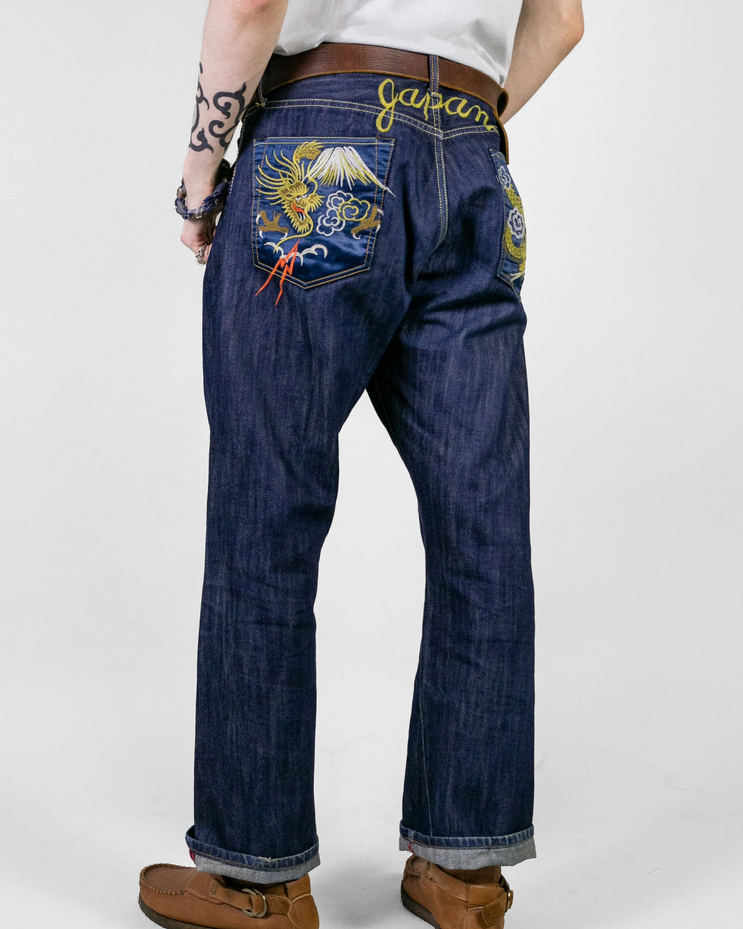 Japanese Repro Denim Jeans, Eternal, Tiger and Dragon Embroidery, Satin Pockets - 36