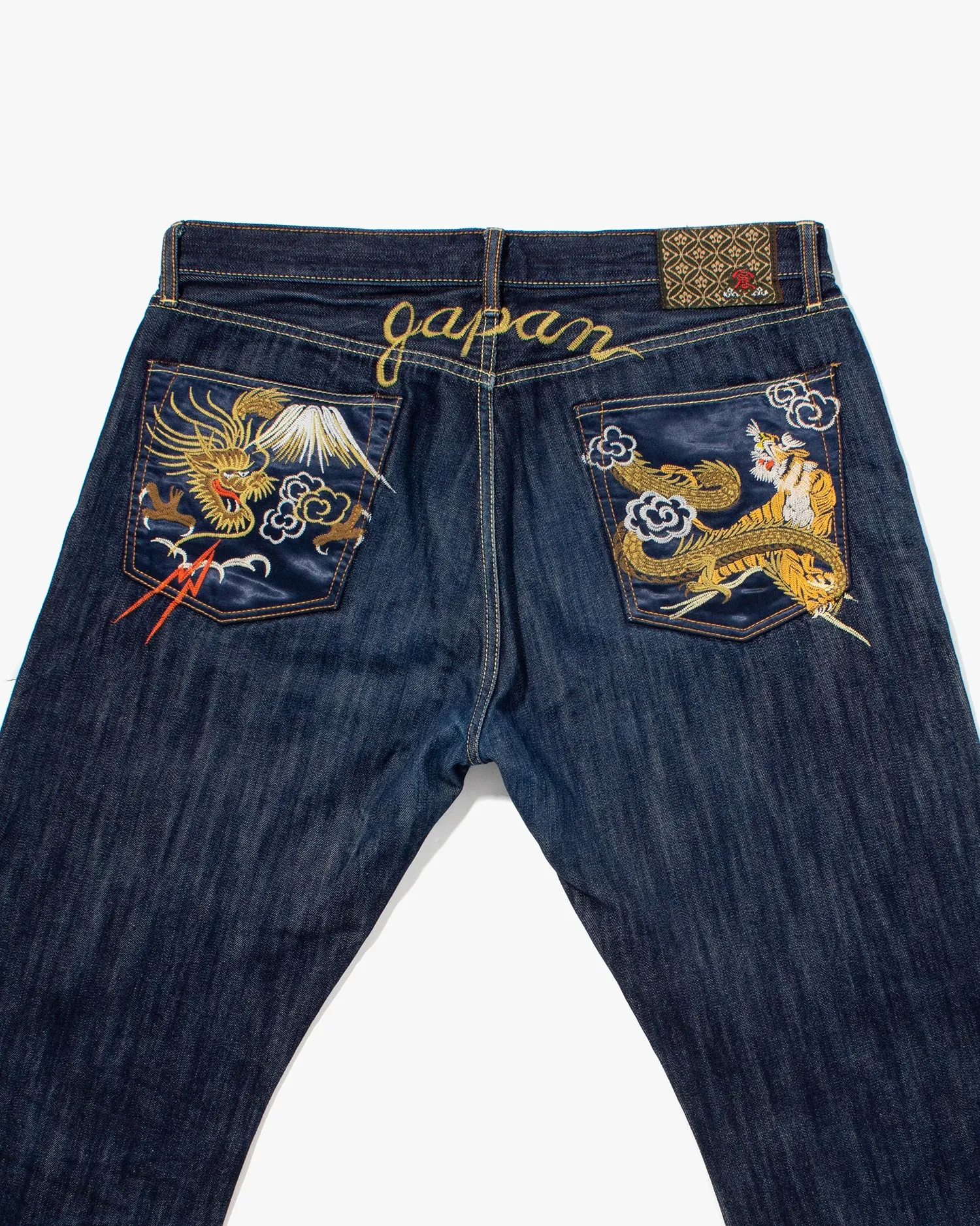 Japanese Repro Denim Jeans, Eternal, Tiger and Dragon Embroidery, Satin Pockets - 36