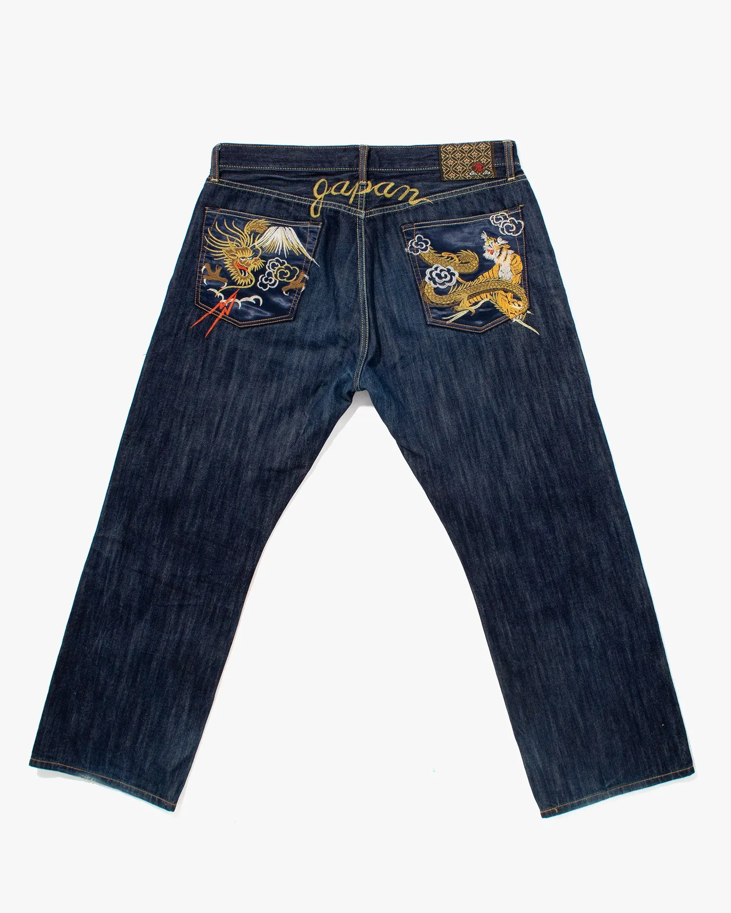 Japanese Repro Denim Jeans, Eternal, Tiger and Dragon Embroidery, Satin Pockets - 36