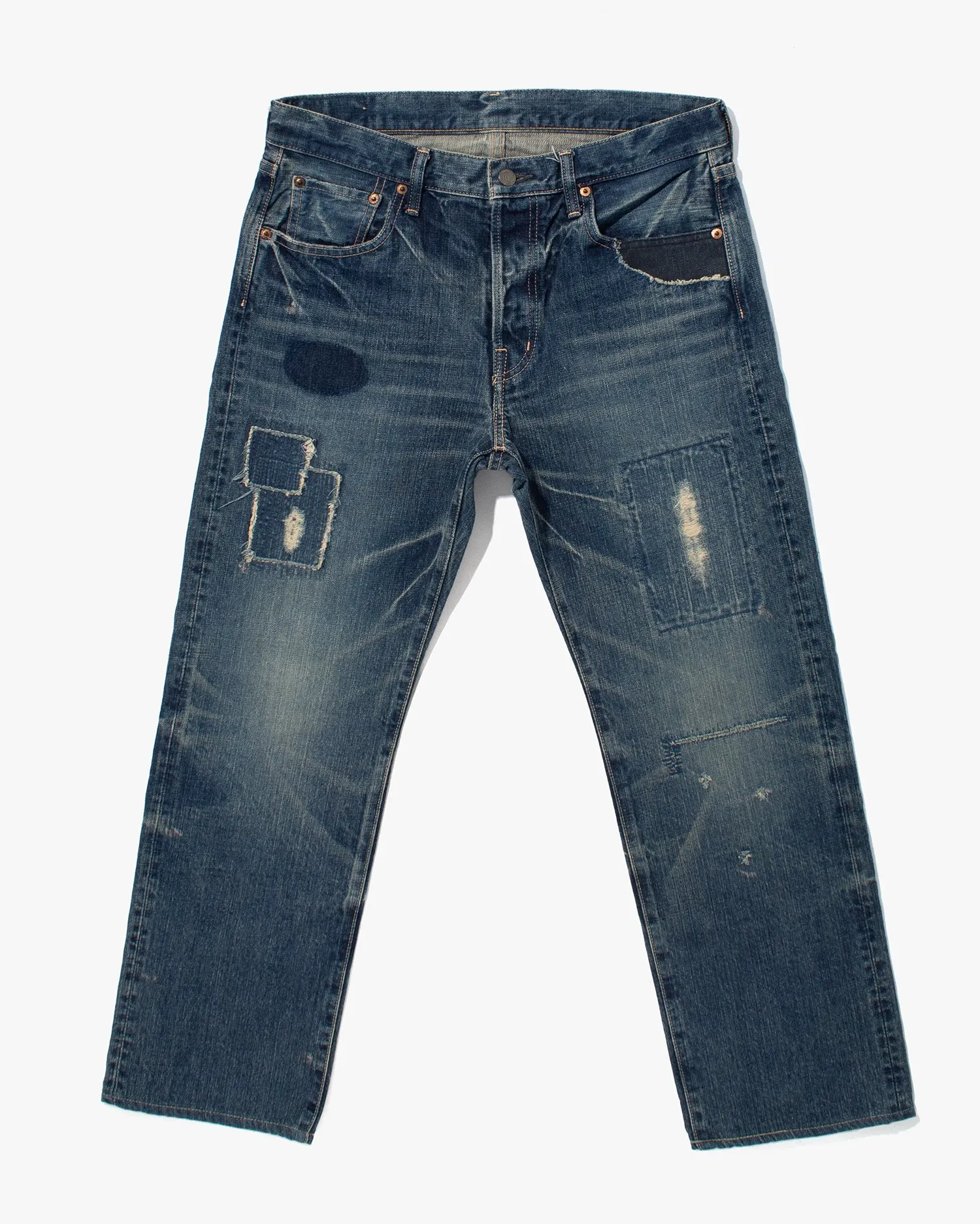 Japanese Repro Denim Jeans, Spellbound O-K-A, Distressing with Patched Details - 32