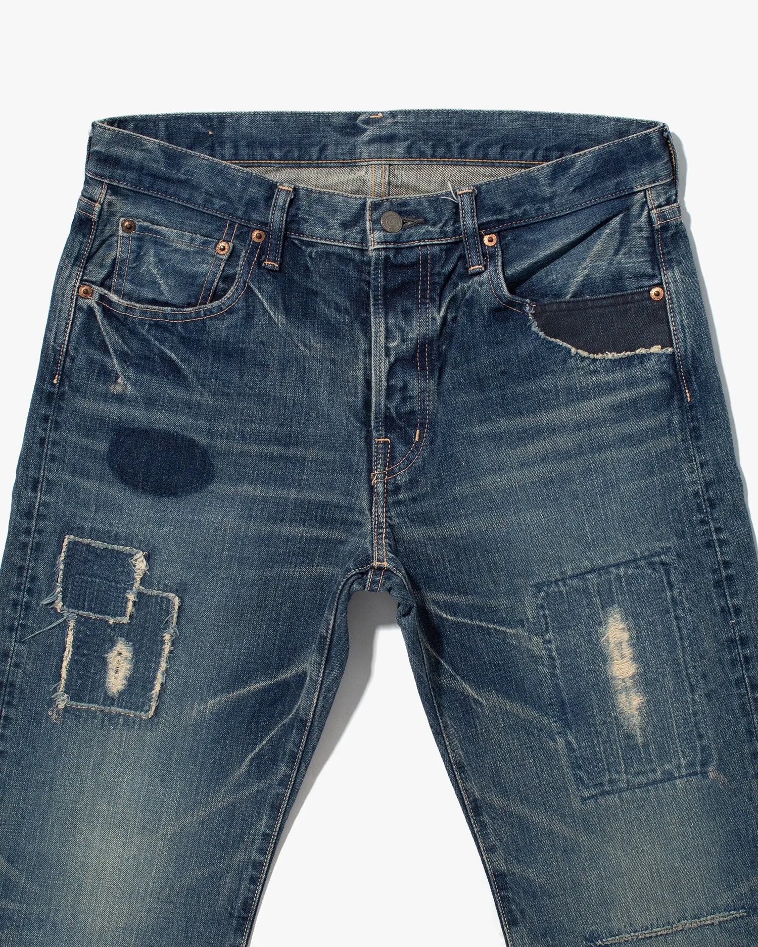 Japanese Repro Denim Jeans, Spellbound O-K-A, Distressing with Patched Details - 32