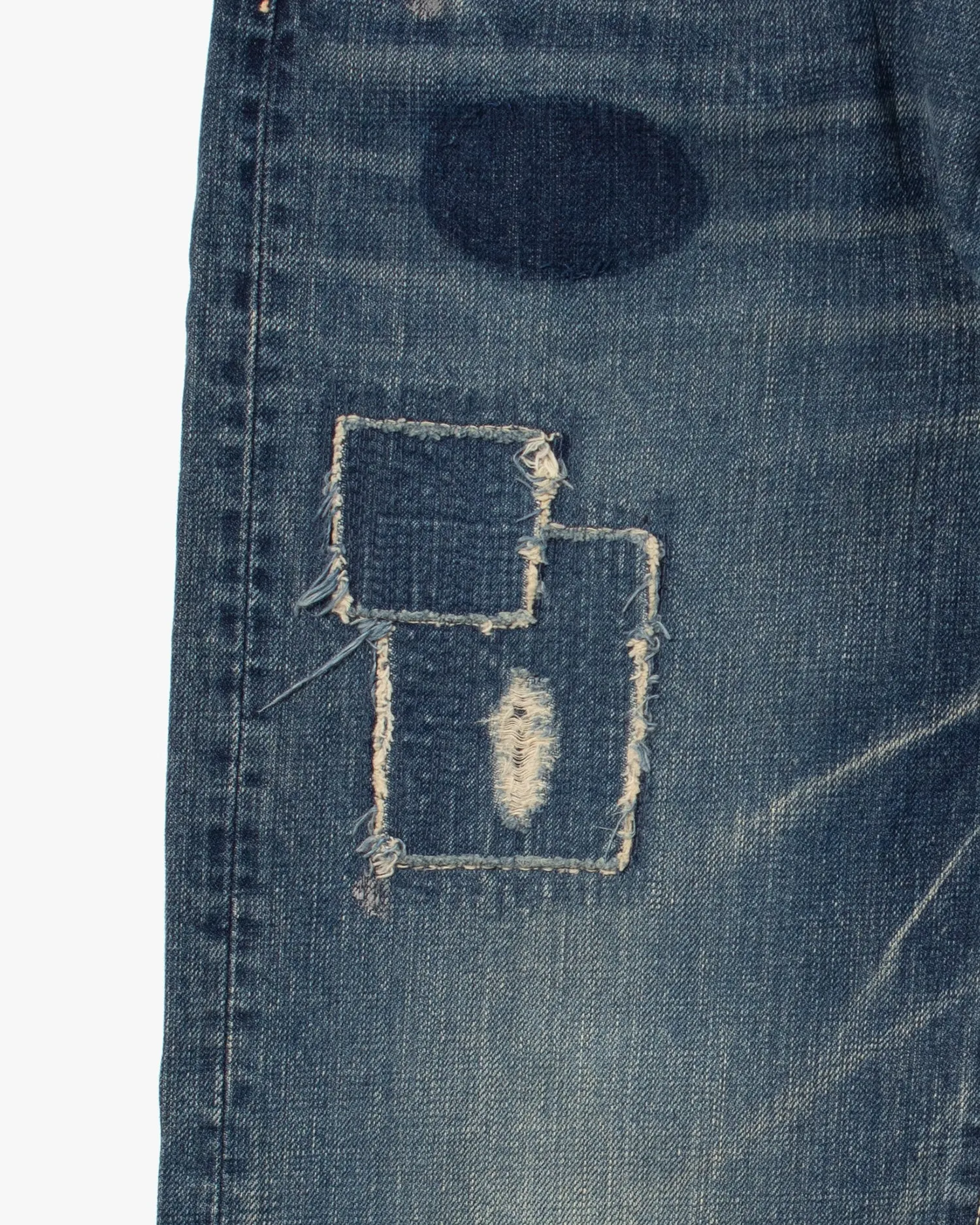 Japanese Repro Denim Jeans, Spellbound O-K-A, Distressing with Patched Details - 32