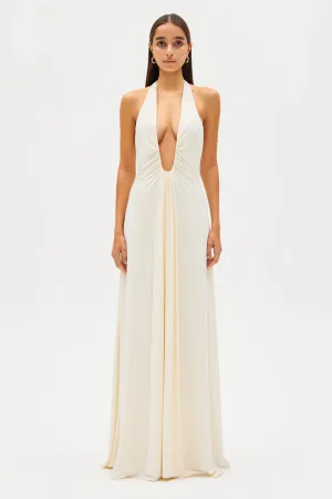 Jennifer Cupro Maxi Dress Ivory