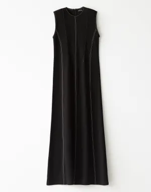 Jersey Sleeveless Maxi Dress with Contrast Stitched Princess Seams