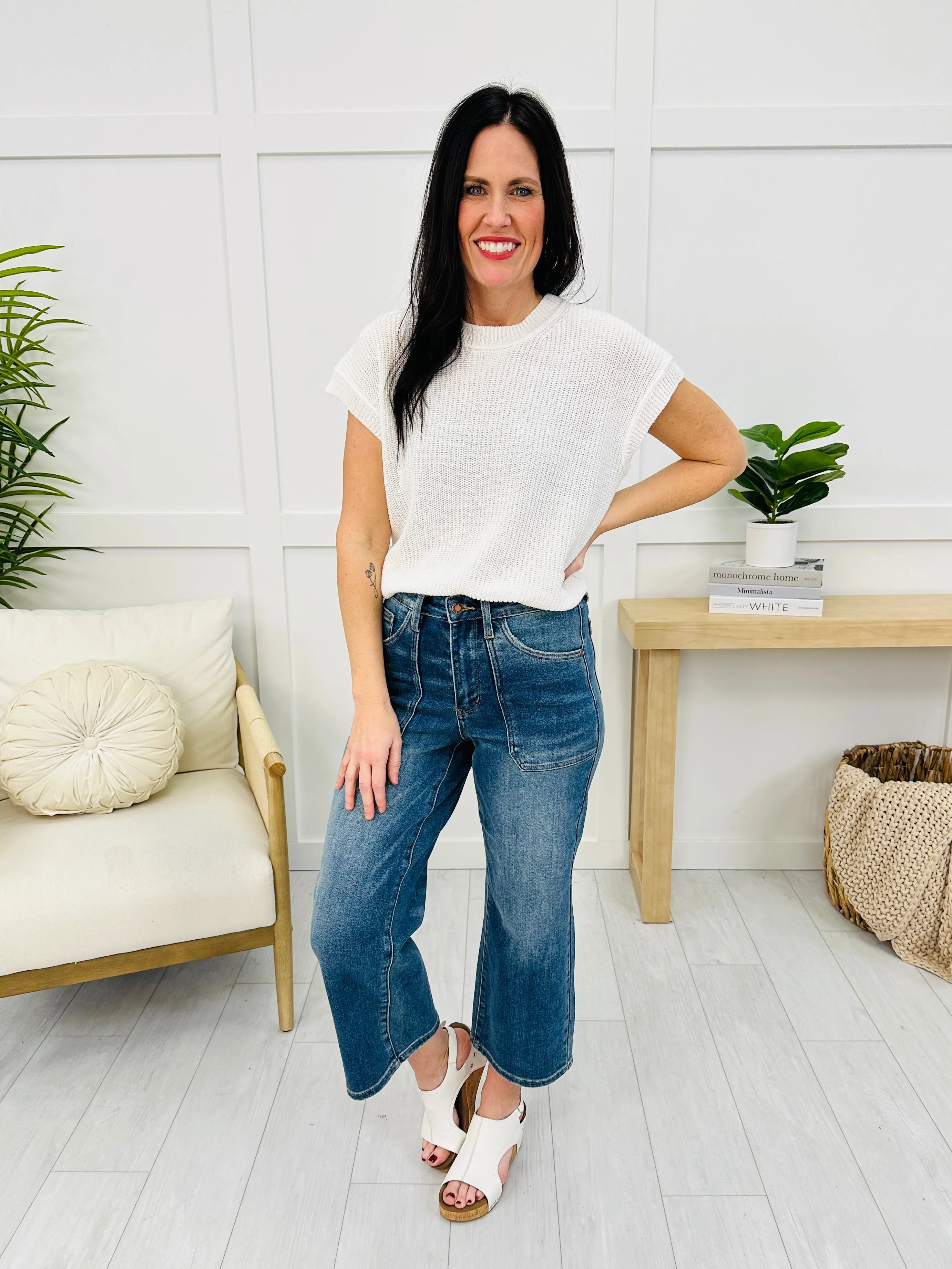 Judy Blue Spring In Mind Cropped Wide Leg Jeans