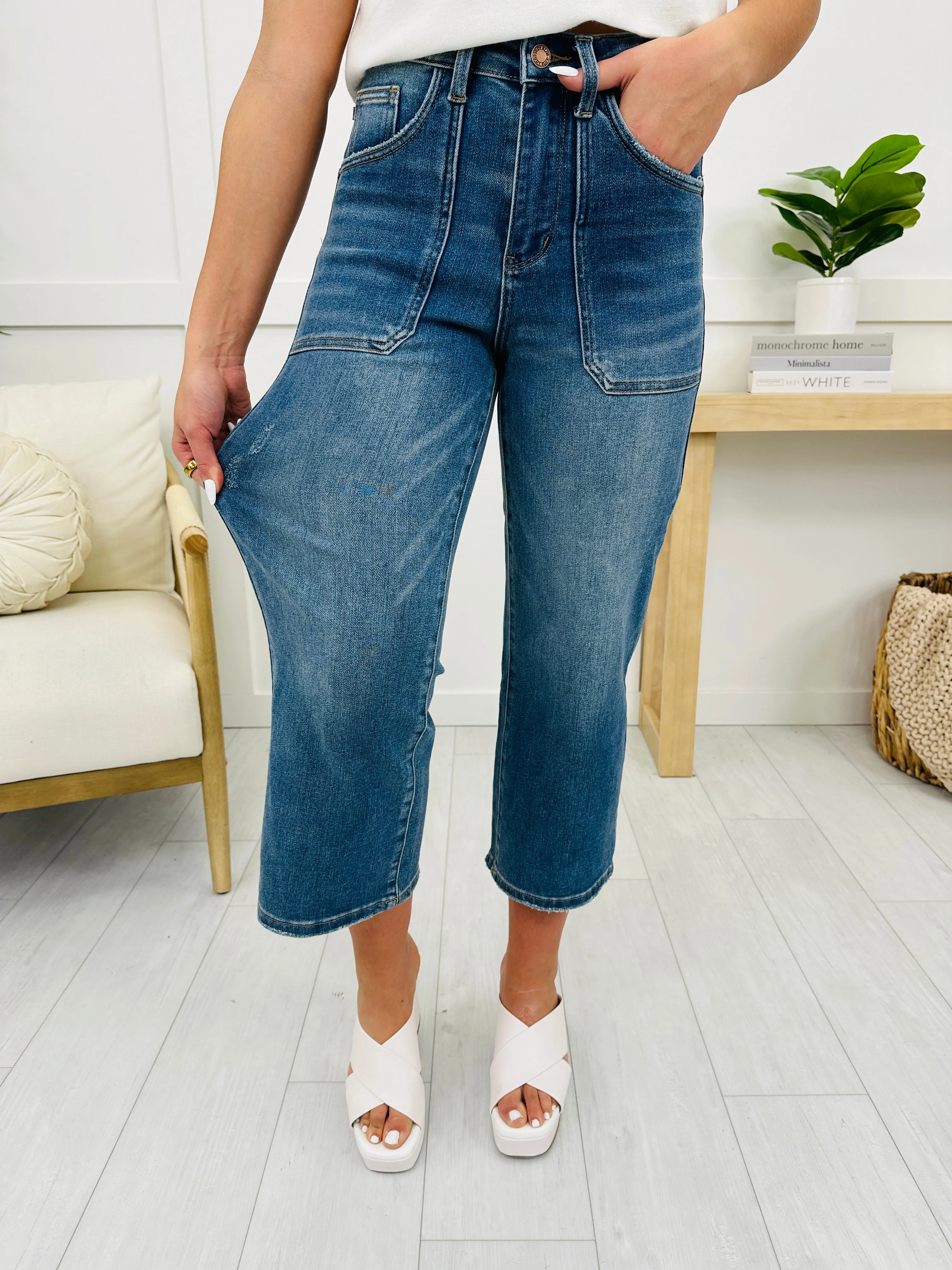 Judy Blue Spring In Mind Cropped Wide Leg Jeans