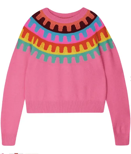 Jumper 1 2 3 4 Cashmere Rick Rack Crew in Pink