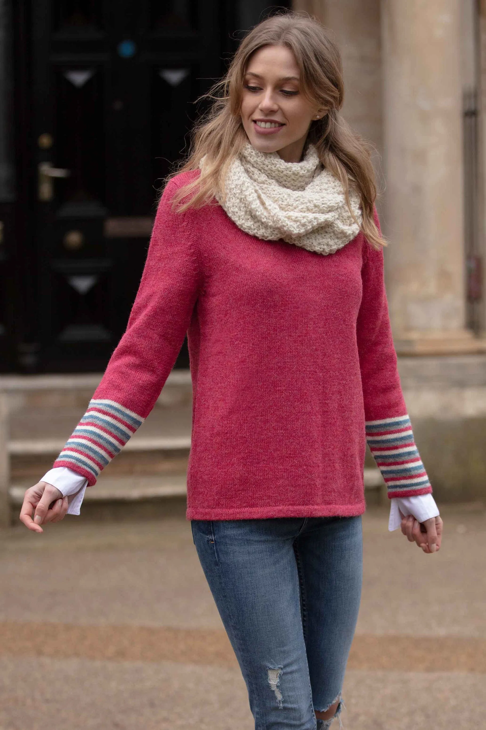 Jumper with striped cuff