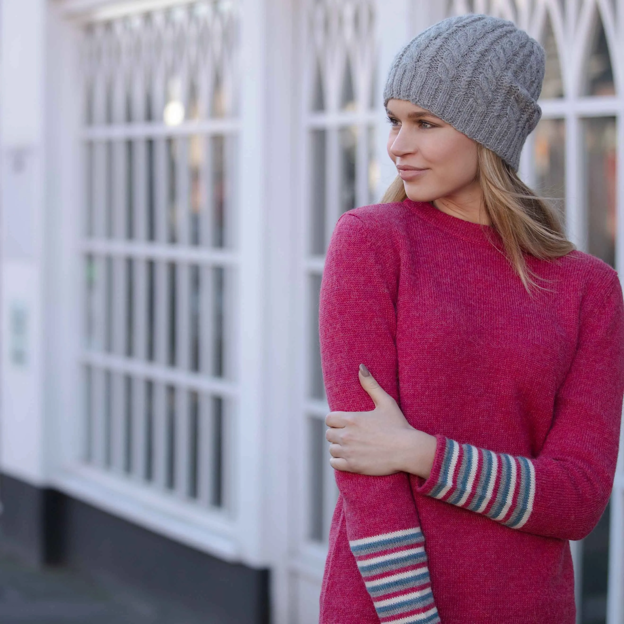 Jumper with striped cuff