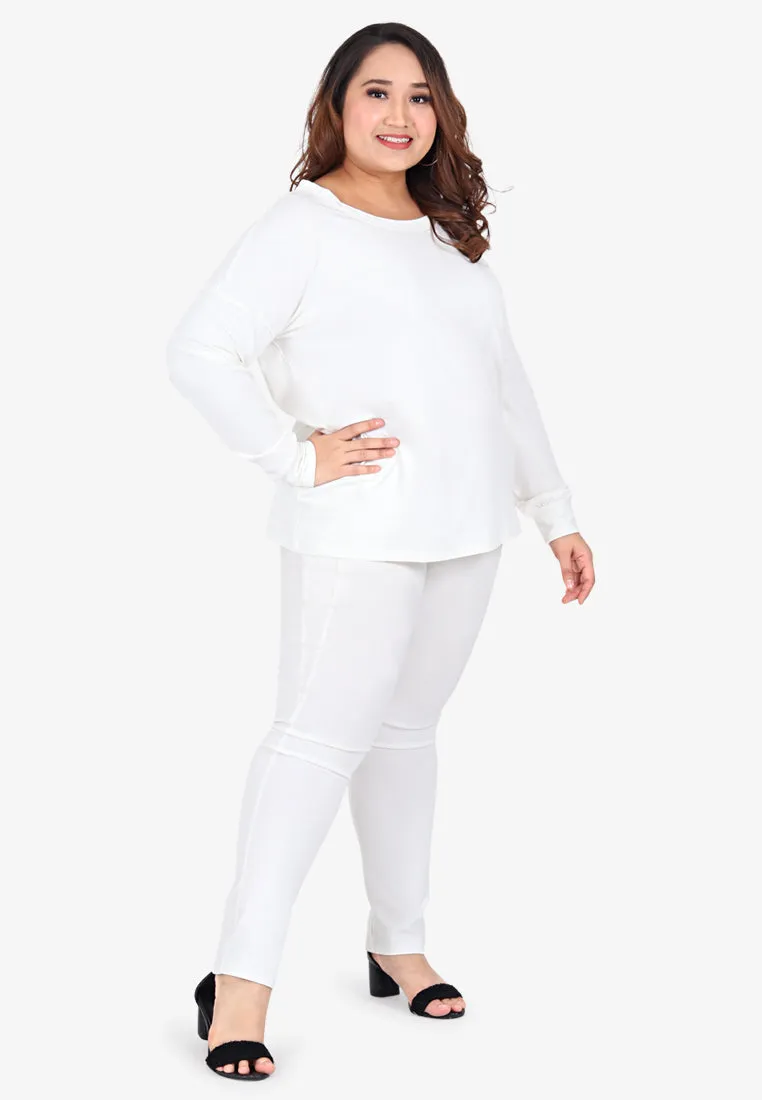 Juniper Wide Neck Jumper Tee - White