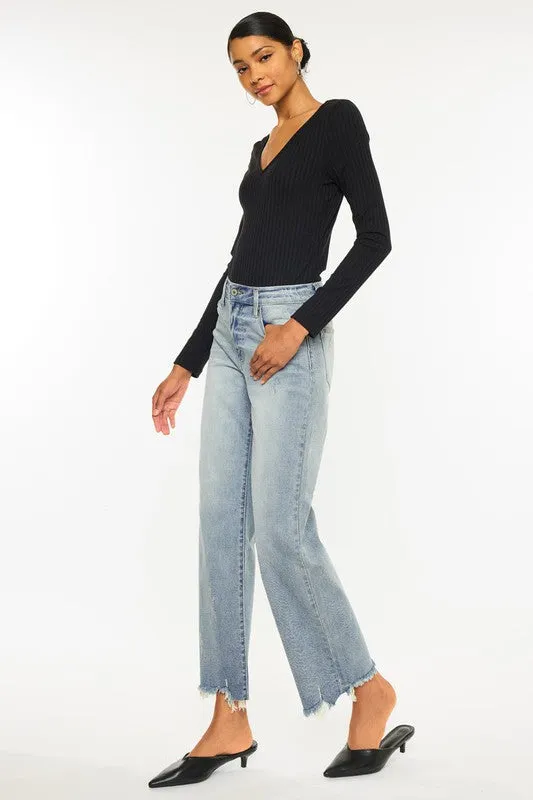 Kan Can High Rise Slim Wide Leg Jeans