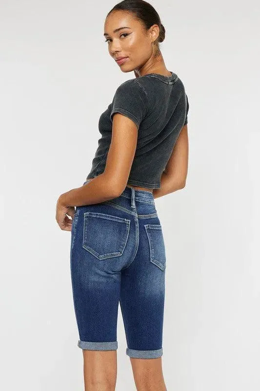 Kancan High Rise Cuff Bermuda Jeans