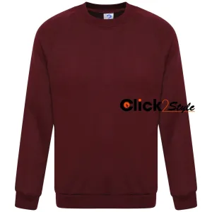 Kids Children Unisex School Uniform Plain Fleece Sweat Jumper Pullover -Wine / Burgindy