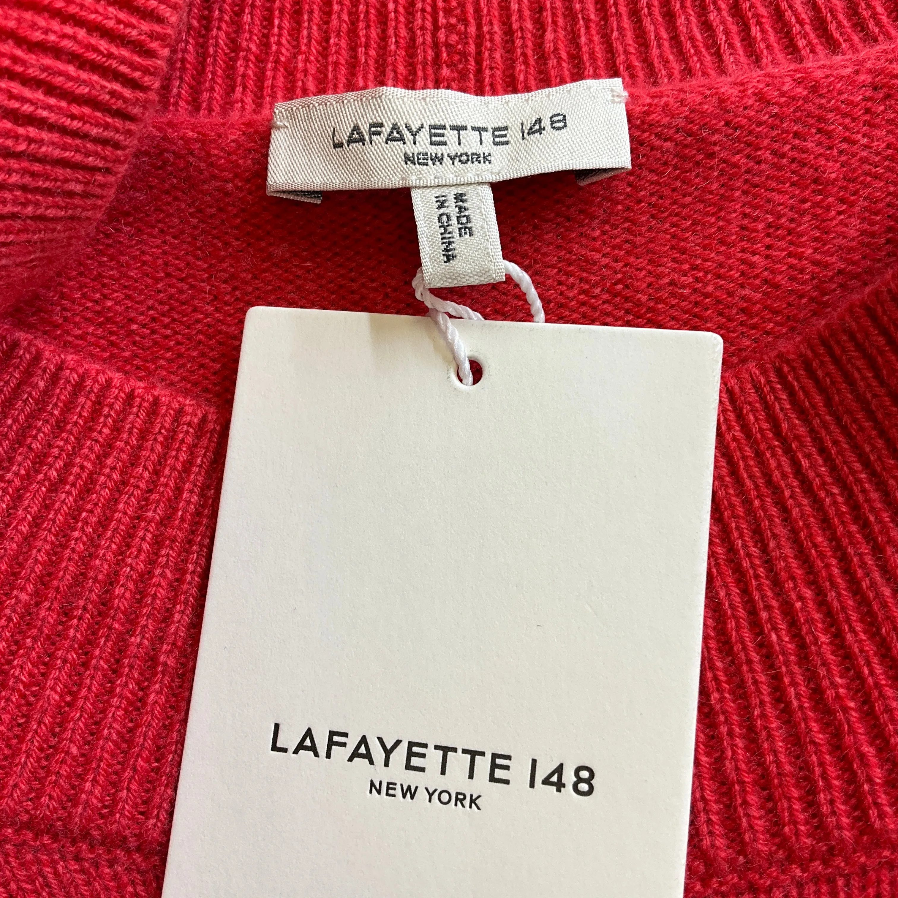 Lafayette 148 New York Vibrant Coral Cashmere Knit Sweater