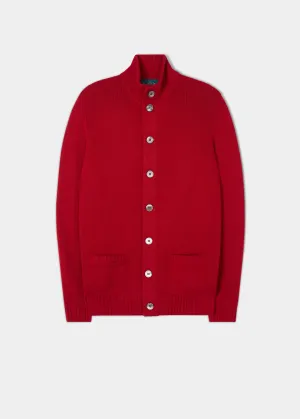 Landford Men's Lambswool Buttoned Jumper In Dubonnet - Regular Fit