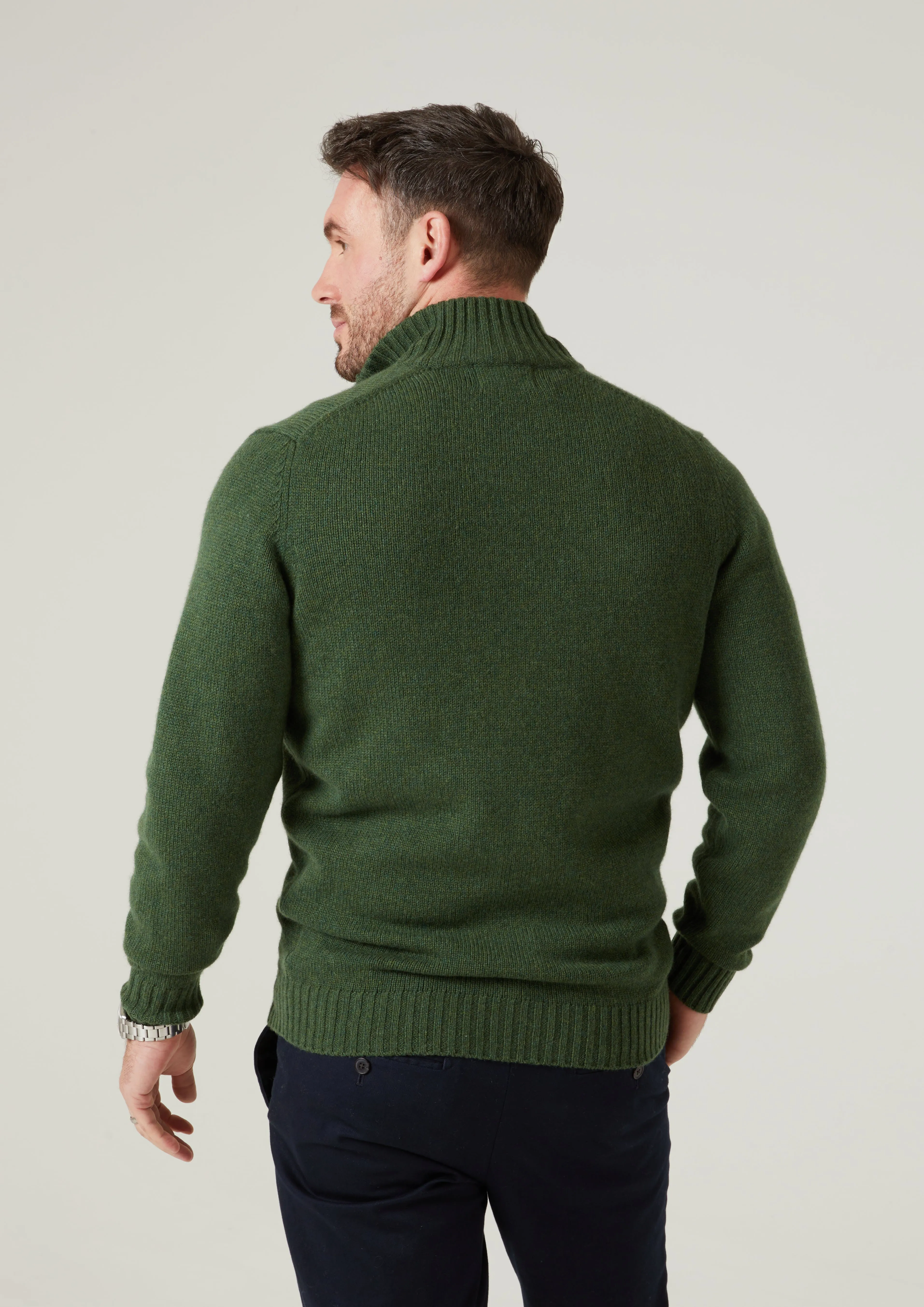 Landford Men's Lambswool Buttoned Jumper In Rosemary - Regular Fit