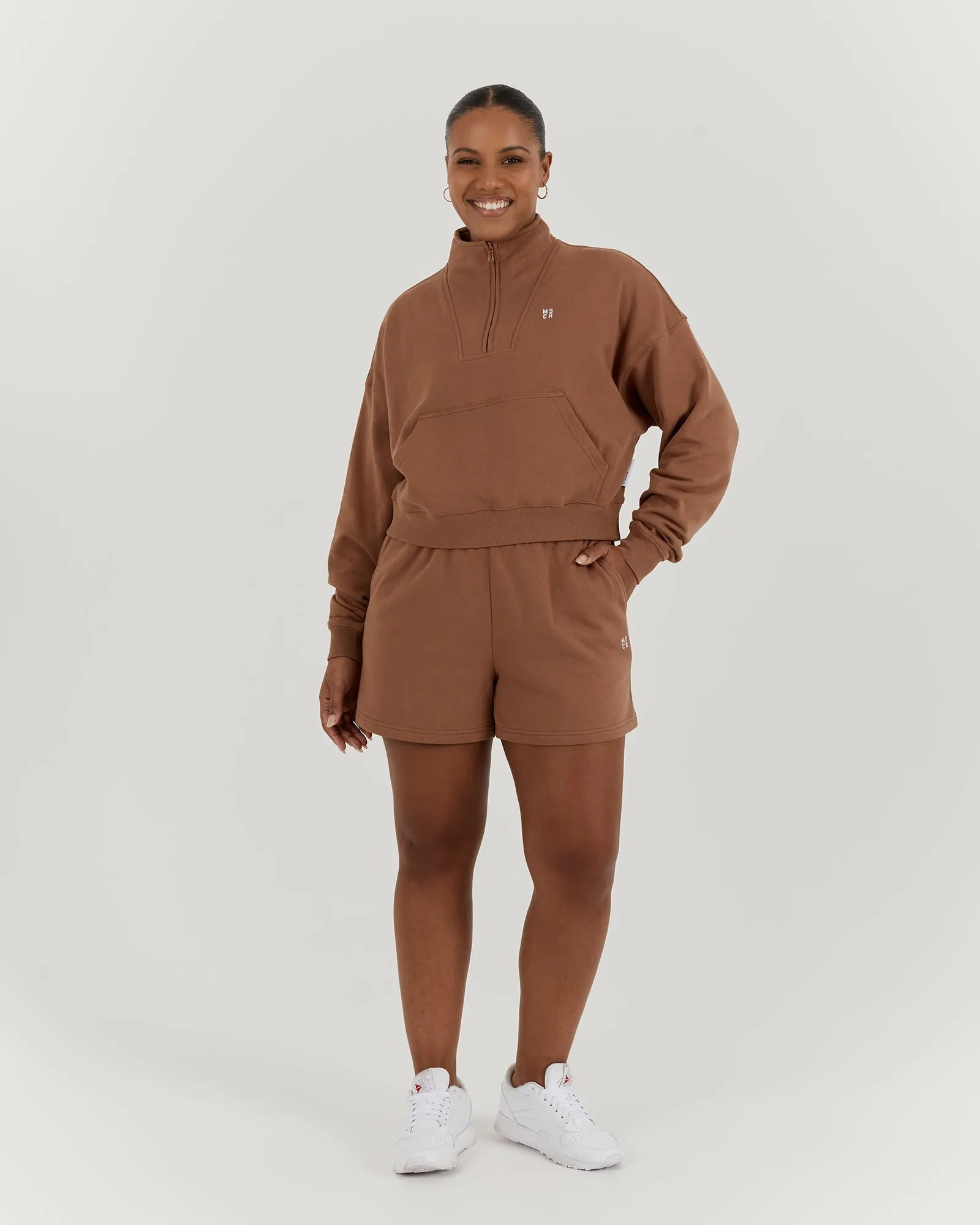 LEISURE 1/4 ZIP JUMPER - MOCHA