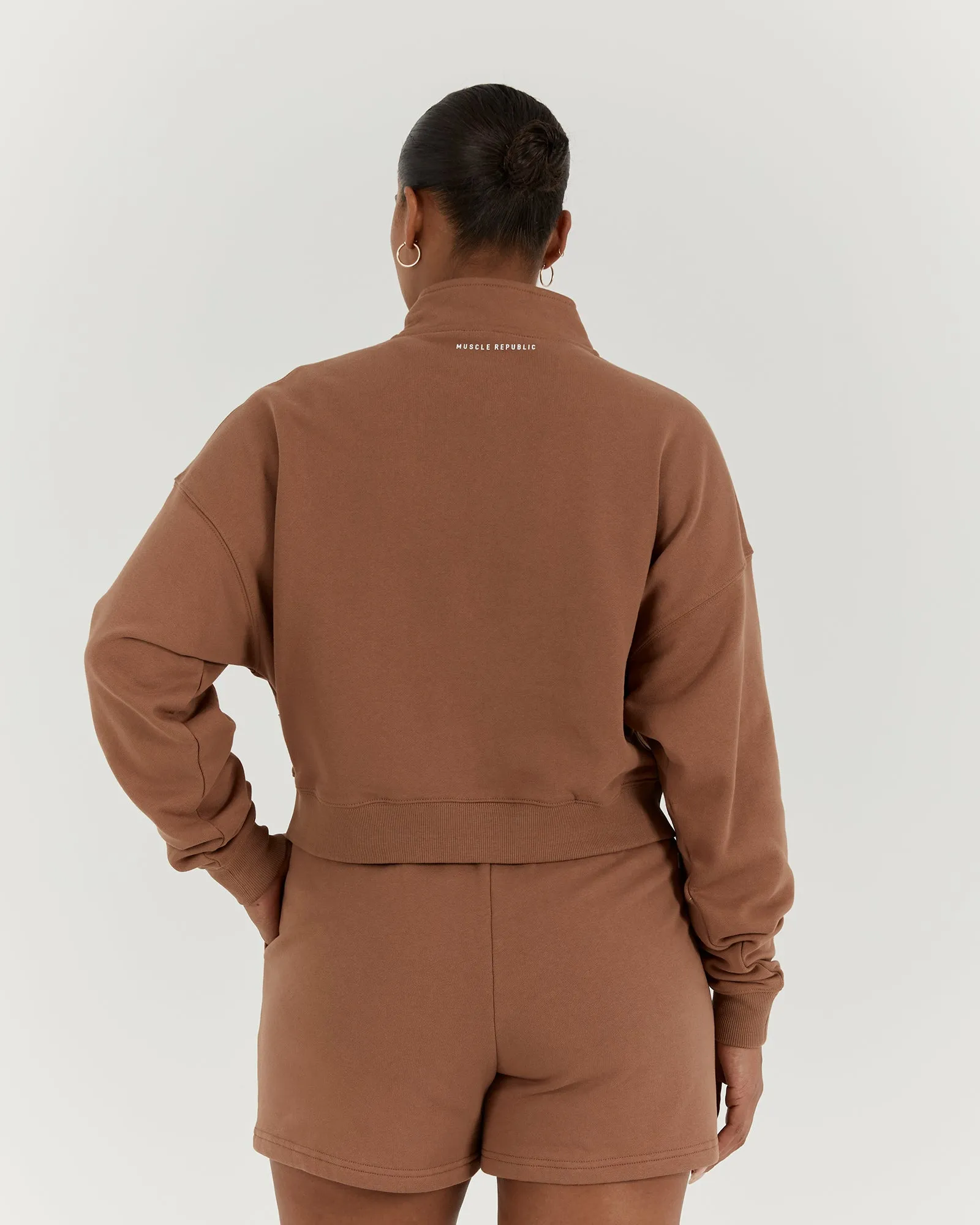 LEISURE 1/4 ZIP JUMPER - MOCHA