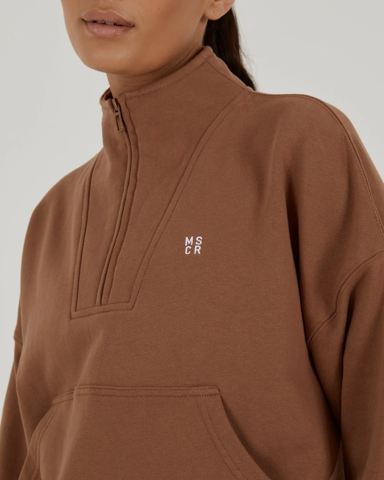 LEISURE 1/4 ZIP JUMPER - MOCHA