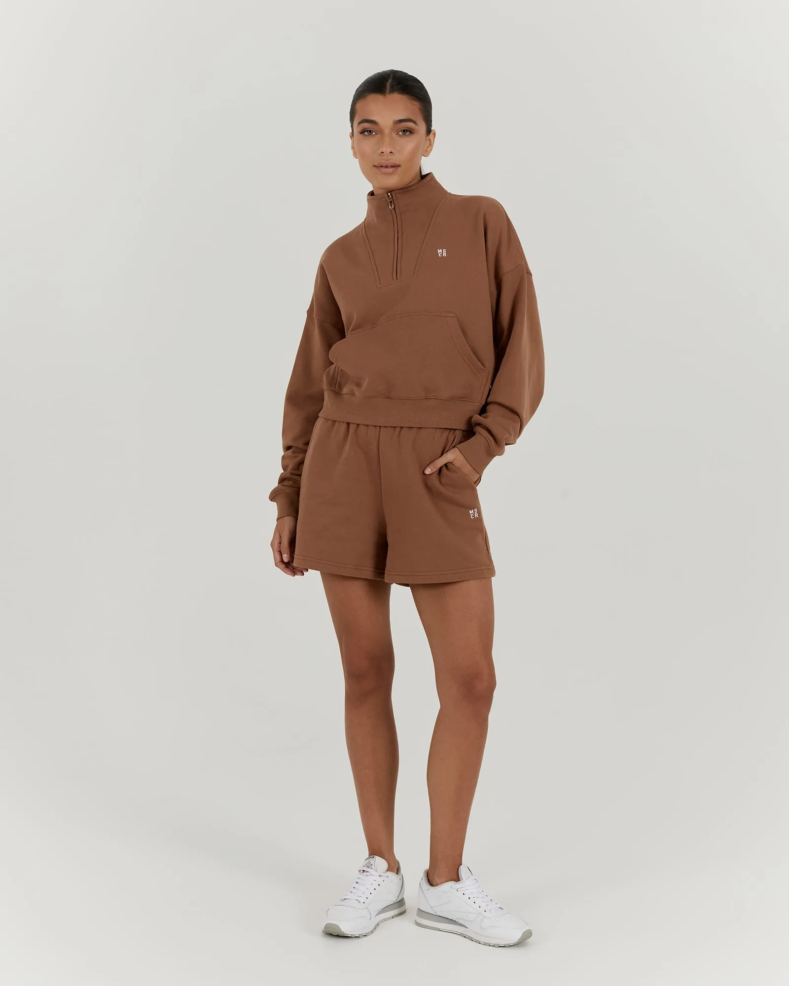 LEISURE 1/4 ZIP JUMPER - MOCHA