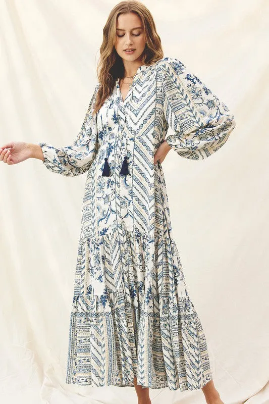 Levitate Button Down Boho Midi Dress