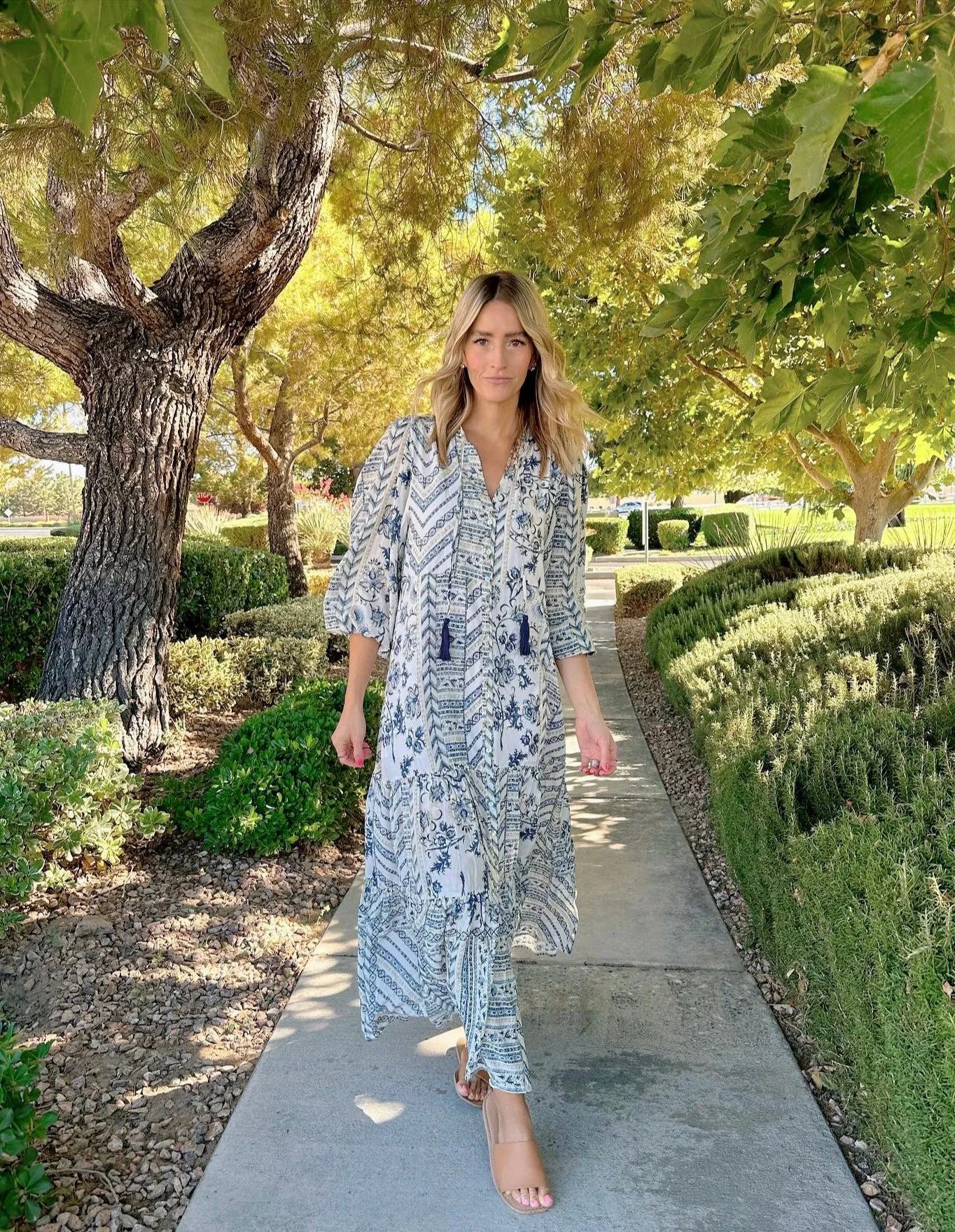 Levitate Button Down Boho Midi Dress